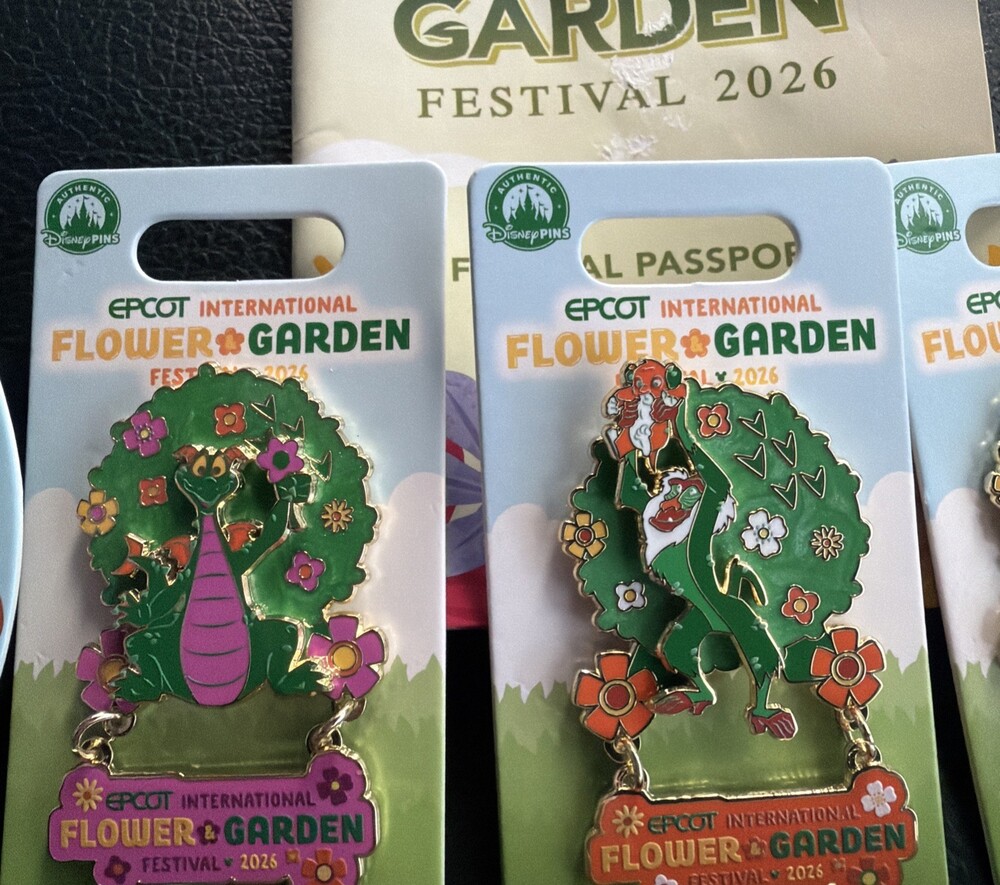 2026 Disney Epcot Flower & Garden Festival LR Event Pins 10 pin Set w/ Passport - Picture 5 of 6